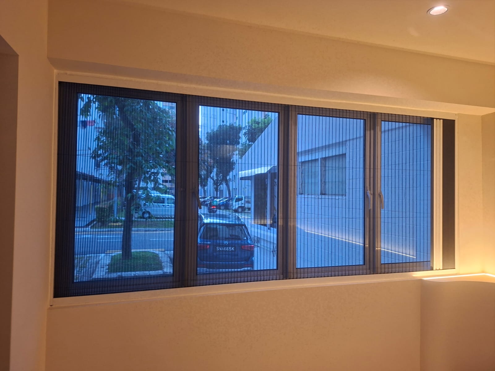 Folding mosquito screen providing ventilation and a view through the window